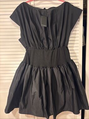 Eloquii Black Smocked-Waist Mini Dress